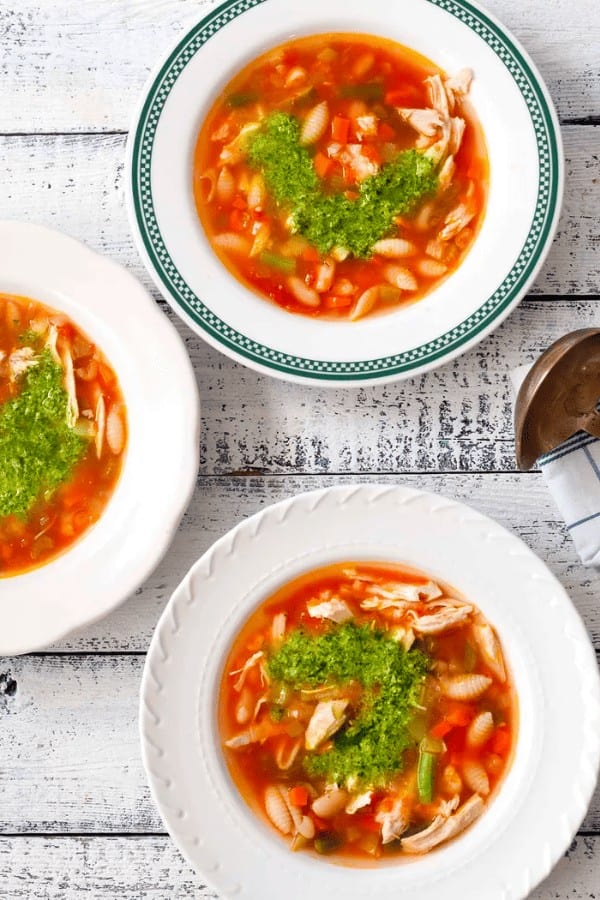 Chicken Minestrone With Basil Pesto