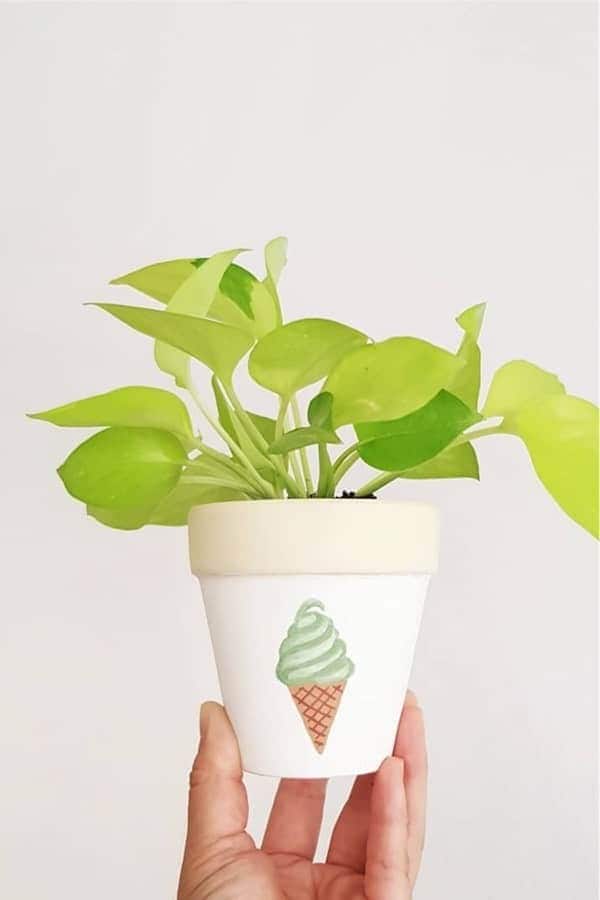 Ice Cream Painted Clay Planter