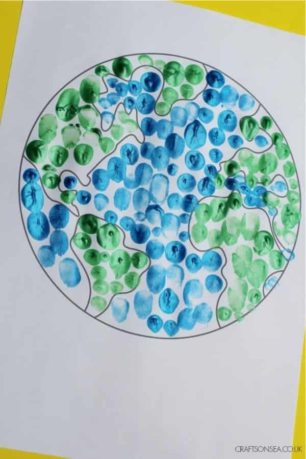 Finger Painted Earth Day Craft for Preschoolers