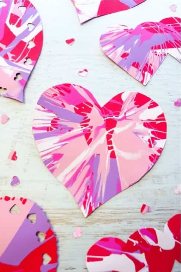 Easy Heart Spin Painting For Valentine’s Day