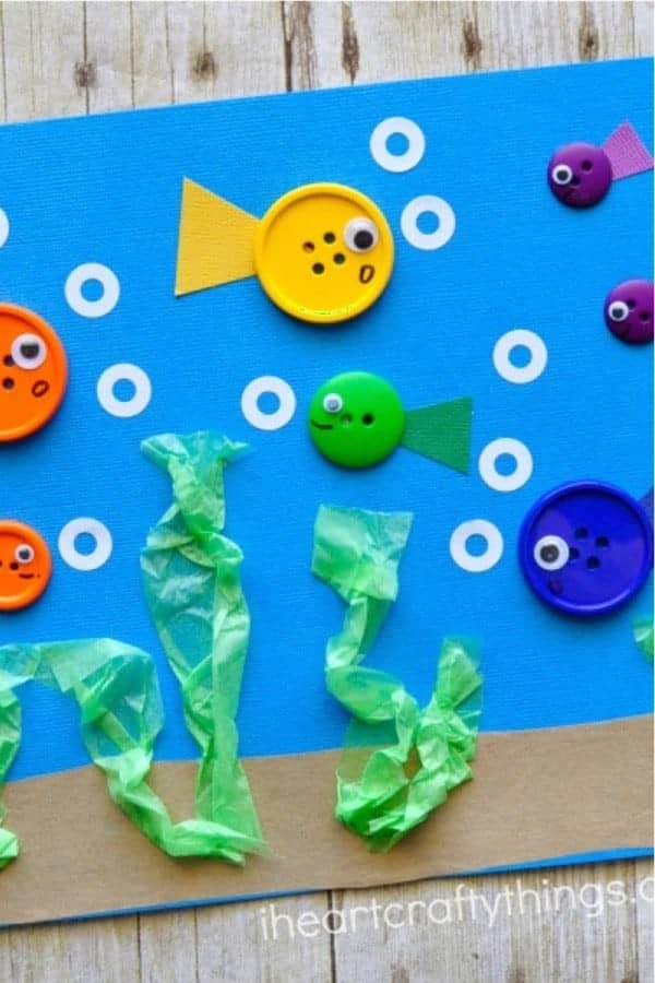 Simple Button Fish Craft for Kids