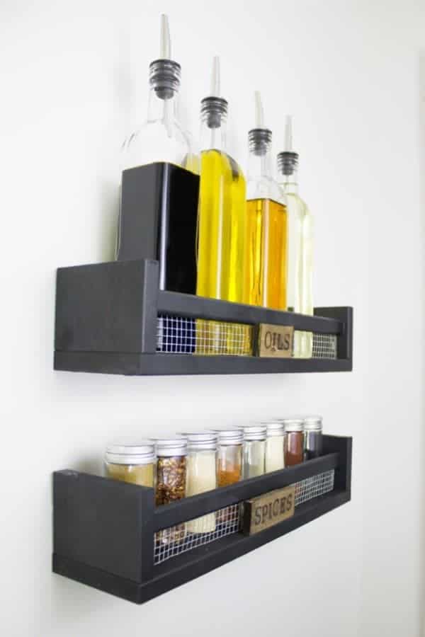 DIY Rustic Wall Mounted Spice Rack