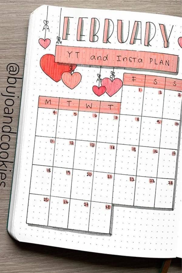 February Heart Themed Planner