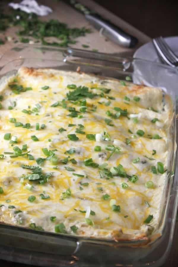 CHICKEN ENCHILADAS WITH GREEK YOGURT SAUCE