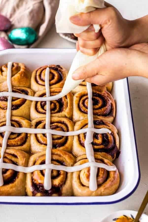 HOT CROSS CINNAMON ROLLS