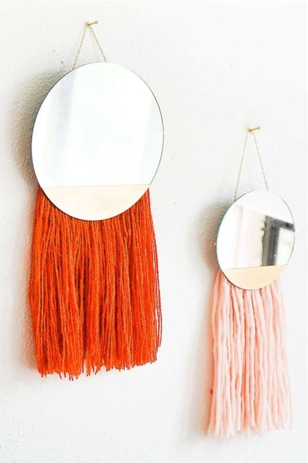 DIY Fringed Mirror Wall Hanging