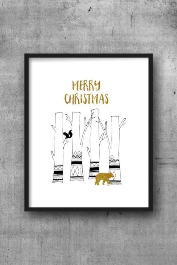 WOODLAND “MERRY CHRISTMAS” PRINTABLE SIGN