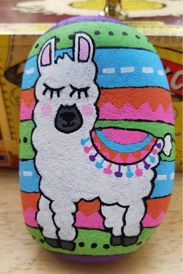 Llama Painted Stone