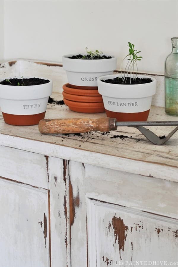 Easy Upcycled Terracotta Herb Pots