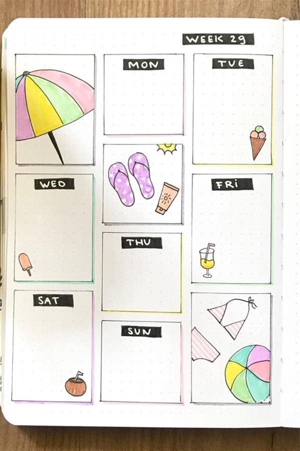 Summer Beach Theme Bujo Log