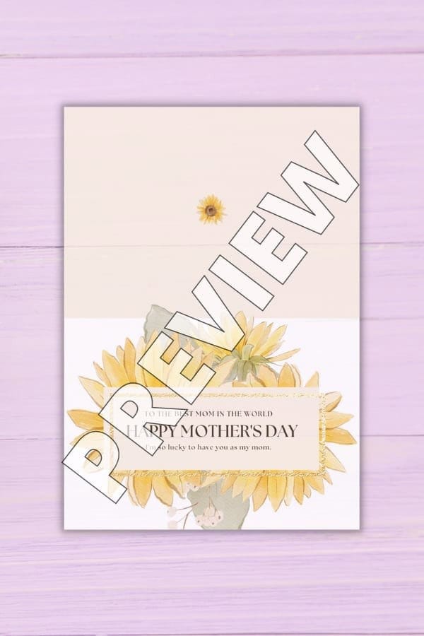 YELLOW WATERCOLOR FLOWER MOTHER’S DAY GREETING FOLDED CARD