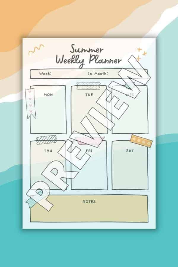 BEIGE PASTEL SUMMER WEEKLY PLANNER