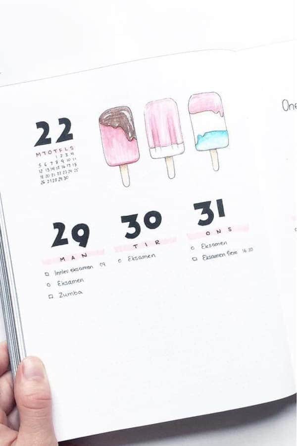 Minimalist Ice Cream Bujo Spread