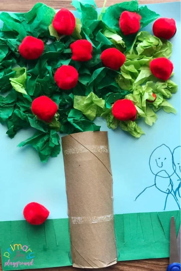 Tissue Paper Apple Tree Craft