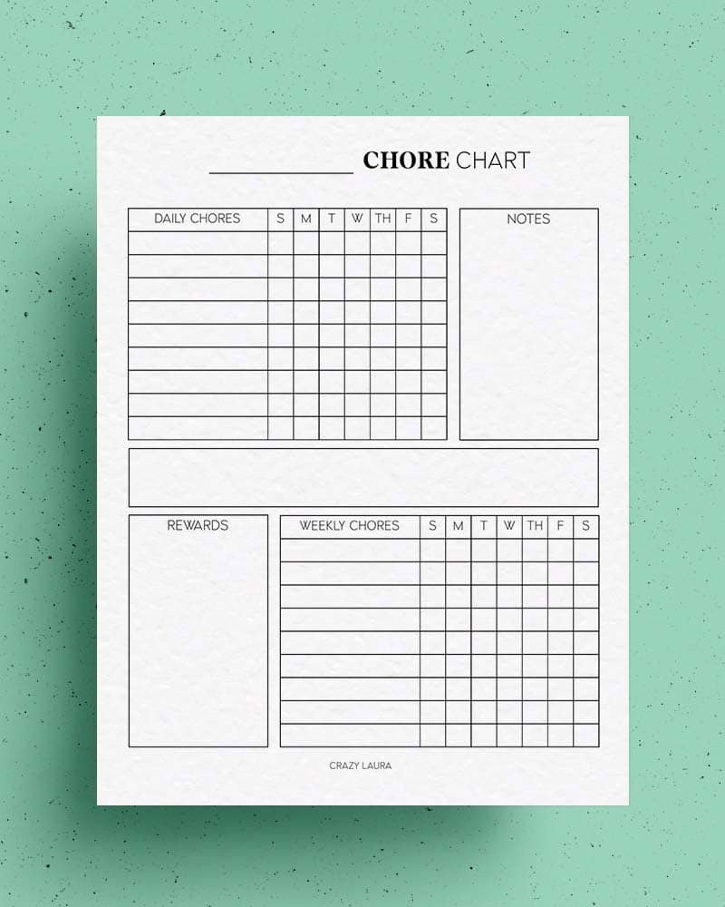 Detailed Daily and Weekly Chore Chart