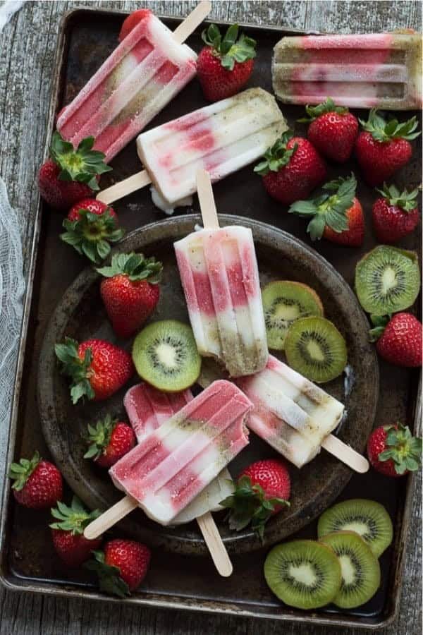 Creamy Strawberry Kiwi Popsicles