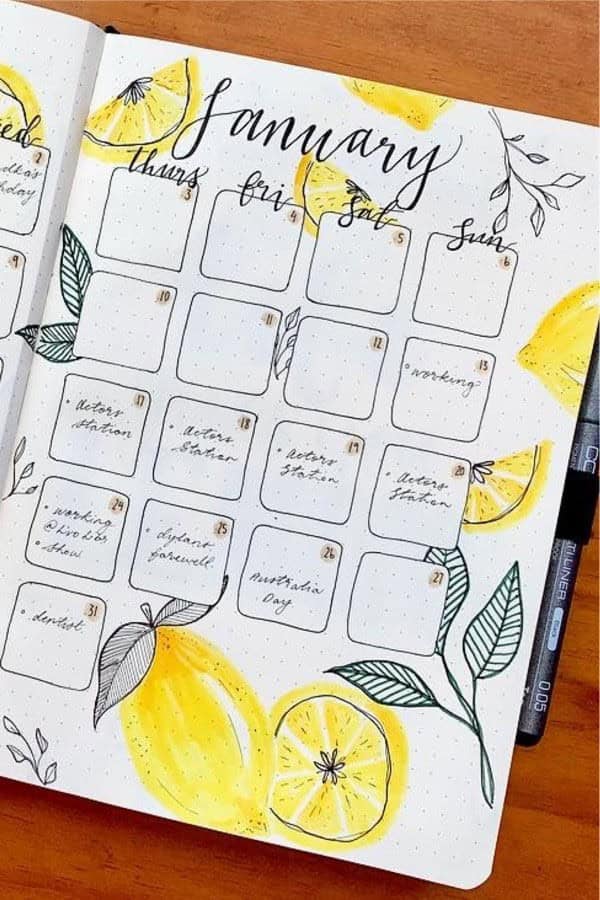 January Lemon Themed Layout