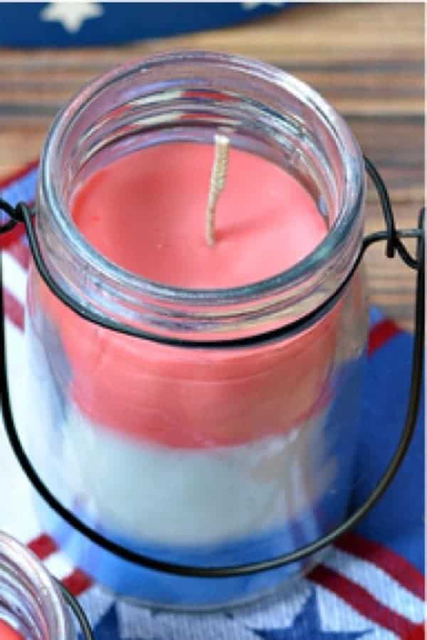 Red, White, and Blue Homemade Citronella Candles