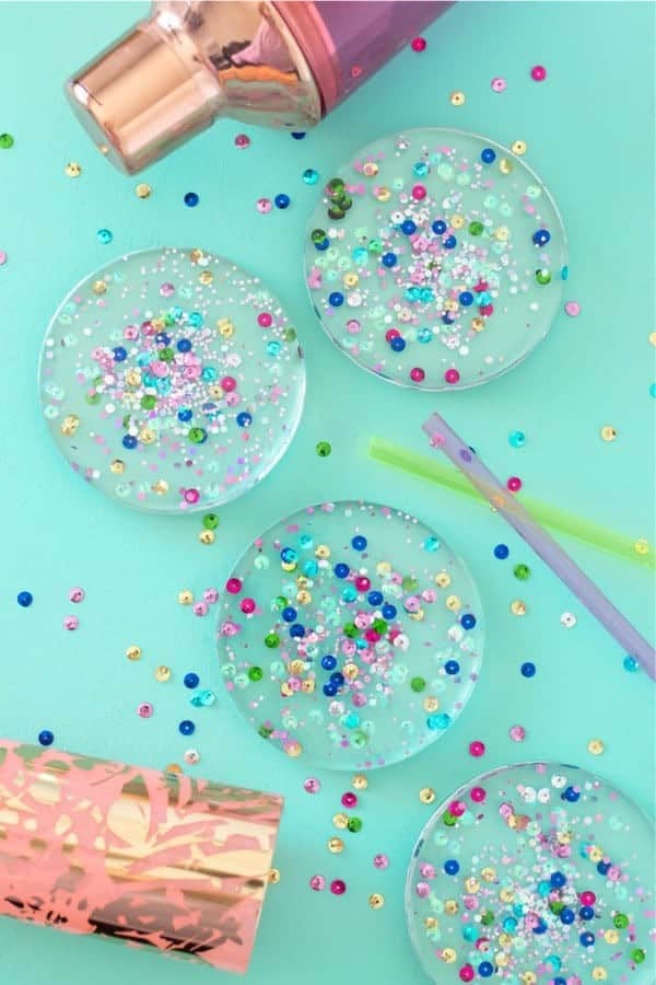 DIY Confetti Resin Coasters