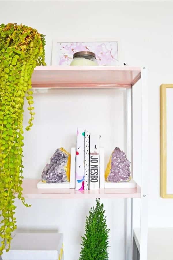 DIY Crystal Amethyst Bookends