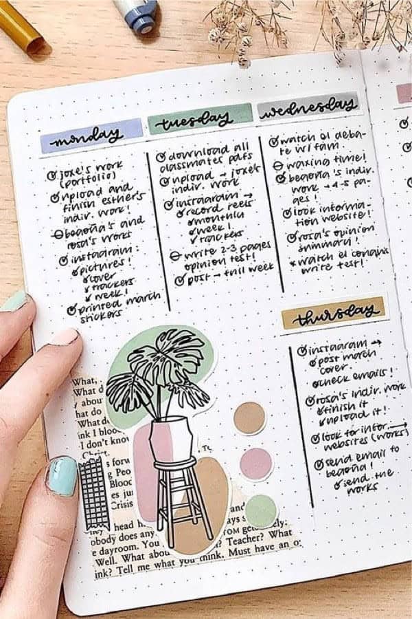 Bullet Journal Log With Monsteras