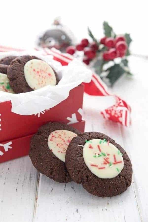 CHRISTMAS KETO PEPPERMINT BARK COOKIES