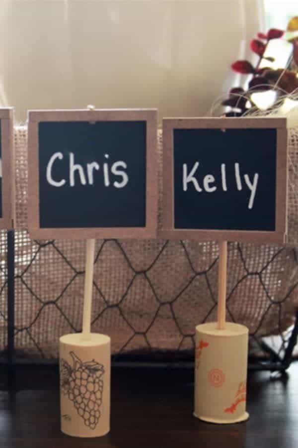 Chalkboard and Wine Cork Place Cards