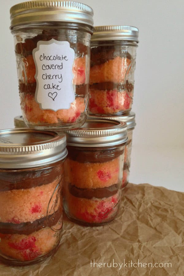 Chocolate Covered Cherry Mason Jar Cakes