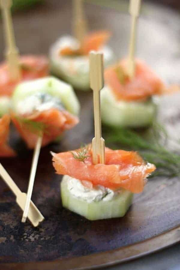 SMOKED SALMON AND CREAM CHEESE CUCUMBER BITES