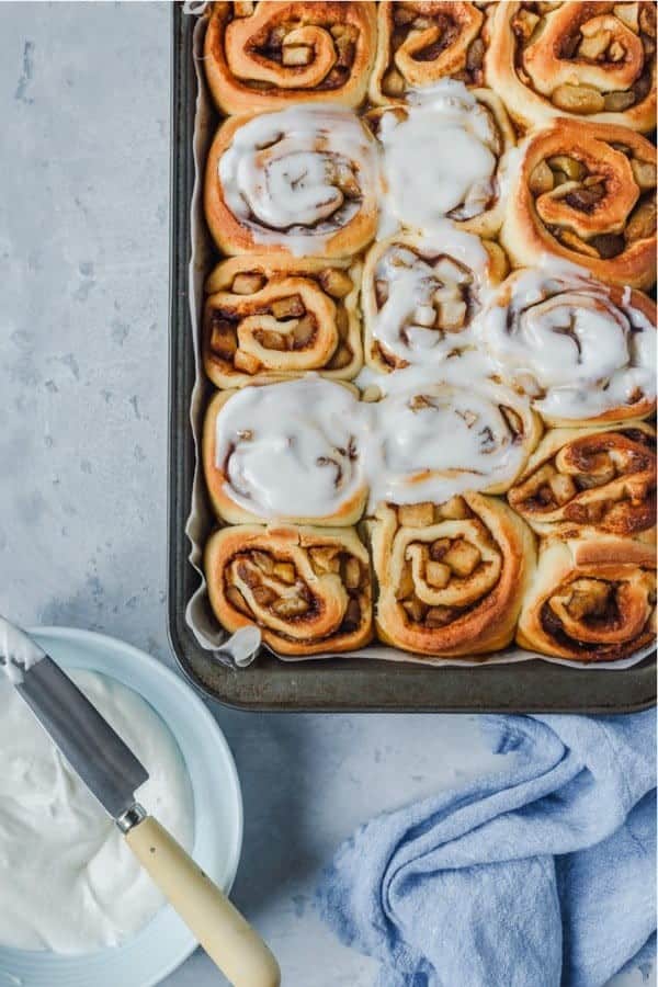 Apple Pie Cinnamon Rolls with Cream Cheese Icing