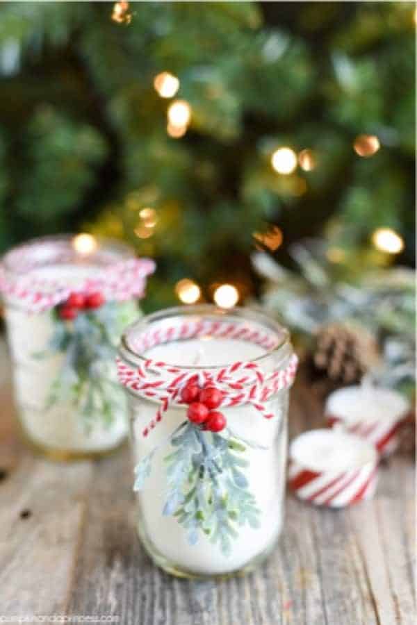 DIY Peppermint Mason Jar Candles