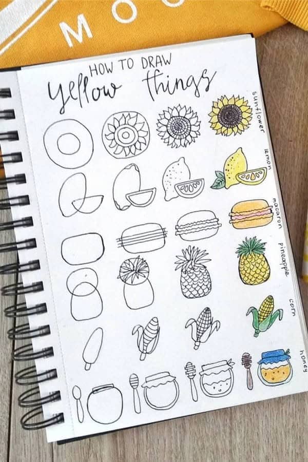 Yellow Food Doodles