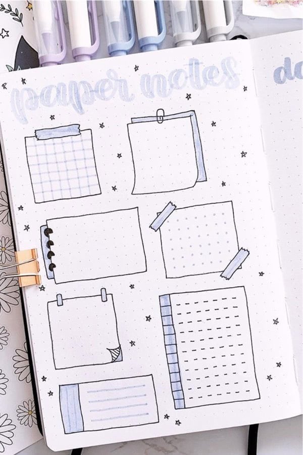 Blue Bullet Journal Paper Notes