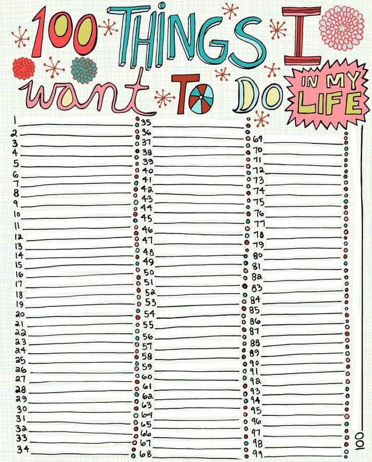 “100 THINGS I WANT TO DO IN MY LIFE” BUCKET LIST