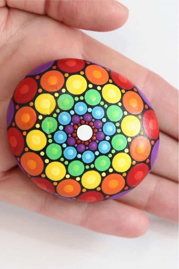 Colorful Mandala Painted Pebble