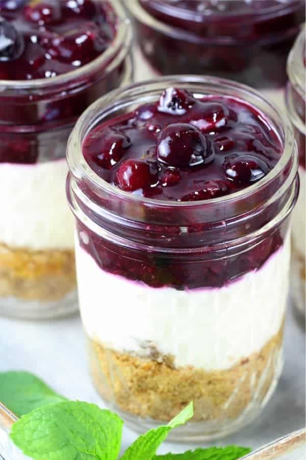 Blueberry Lemon No Bake Cheesecake Jars