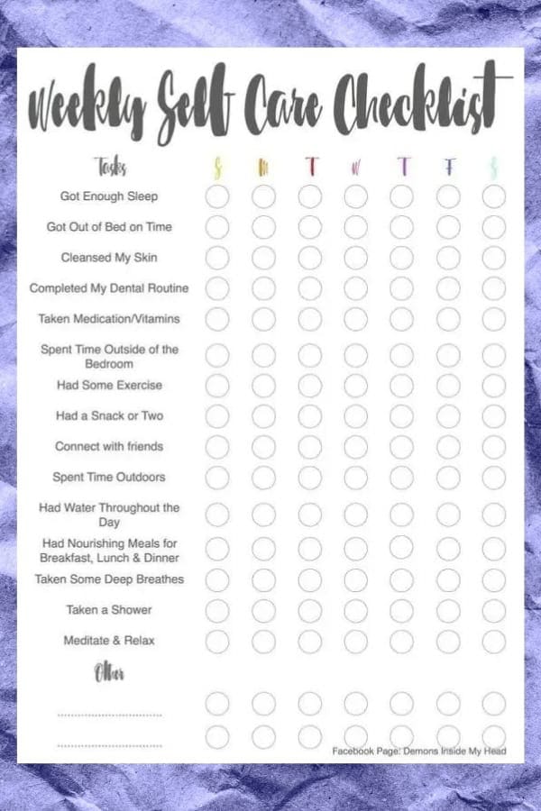 WEEKLY SELF-CARE CHECKLIST