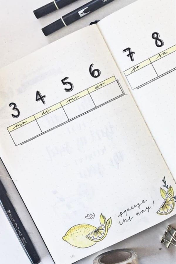 Light Yellow Weekly Spread