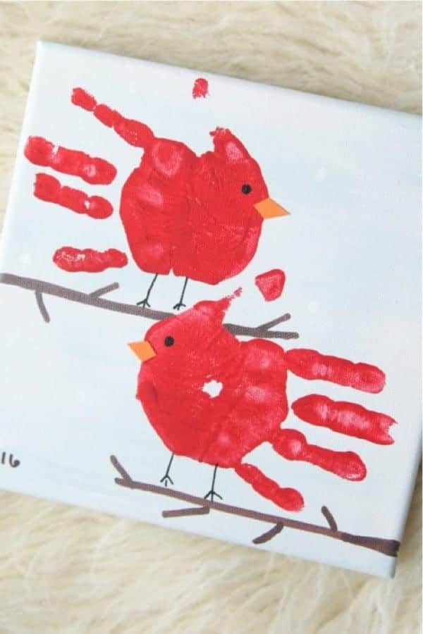 Super-Sweet Cardinal Handprint Gift