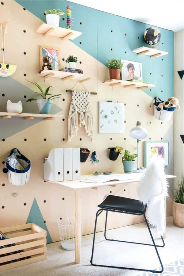 DIY Plywood Pegboard Wall