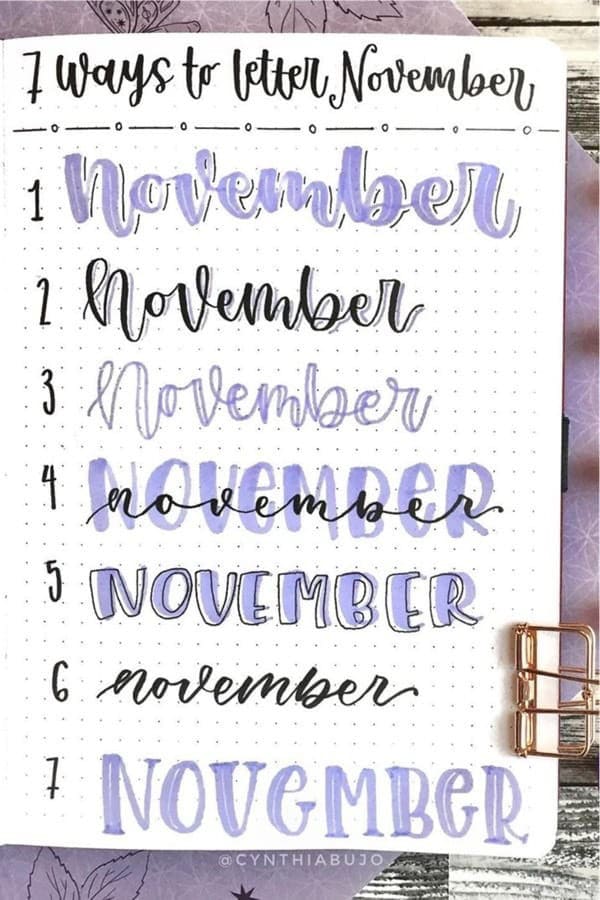 Purple November Bujo Headers