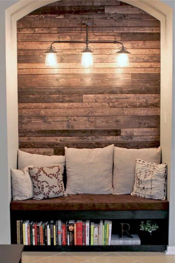 Reading Nook with Wood Plank Wall