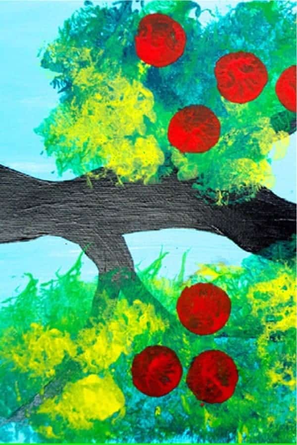 Apple Tree Painting with Cotton Balls