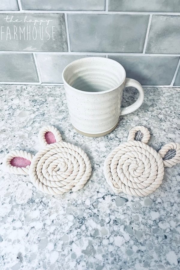 DOLLAR TREE ROPE BUNNY COASTERS