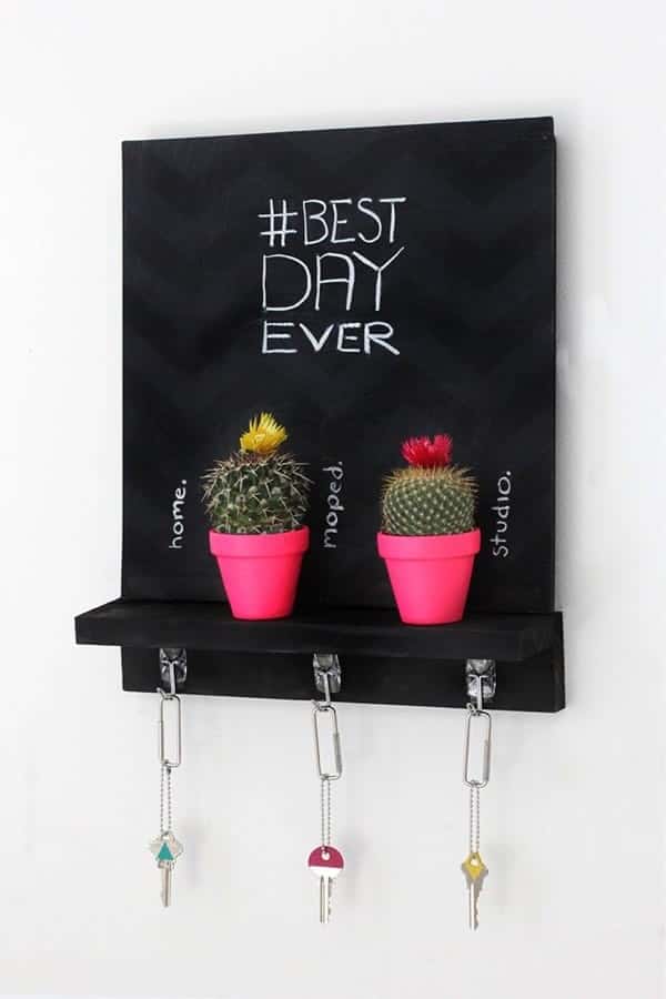 DIY Chalkboard Key Shelf