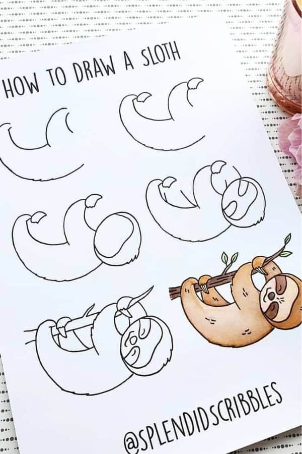 Step By Step Sloth Doodle