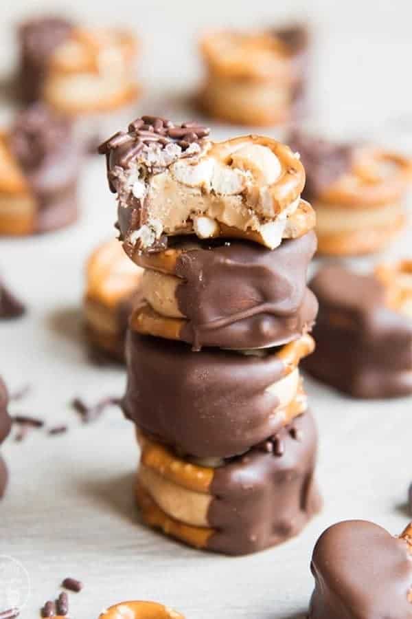 Peanut Butter Buckeye Pretzel Bites