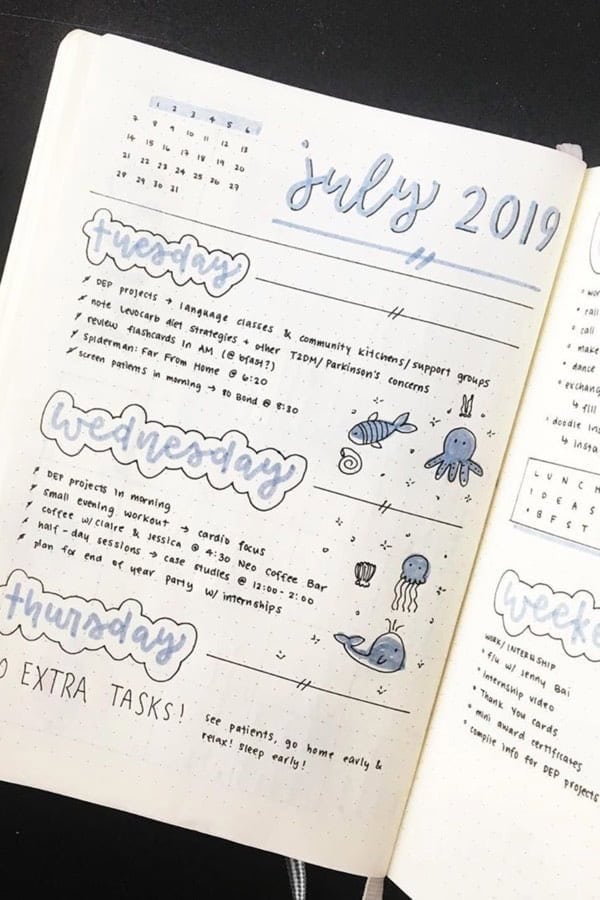 Bubble Letter Weekly Spread