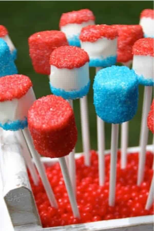 No Bake 4th of July Marshmallow Pops