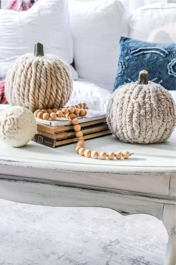 Chunky Knit Yarn Covered Pumpkins